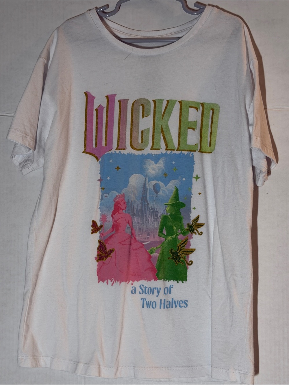 Wicked Kids Short Sleeve Tee - White with Pink & Green Print